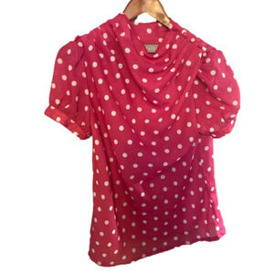 Vintage ÉVITA pink polka dot top
